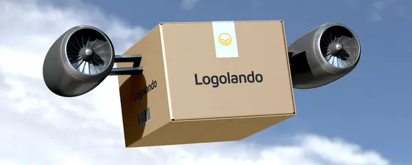 Paket mit Flügeln für schnelle Lieferung
