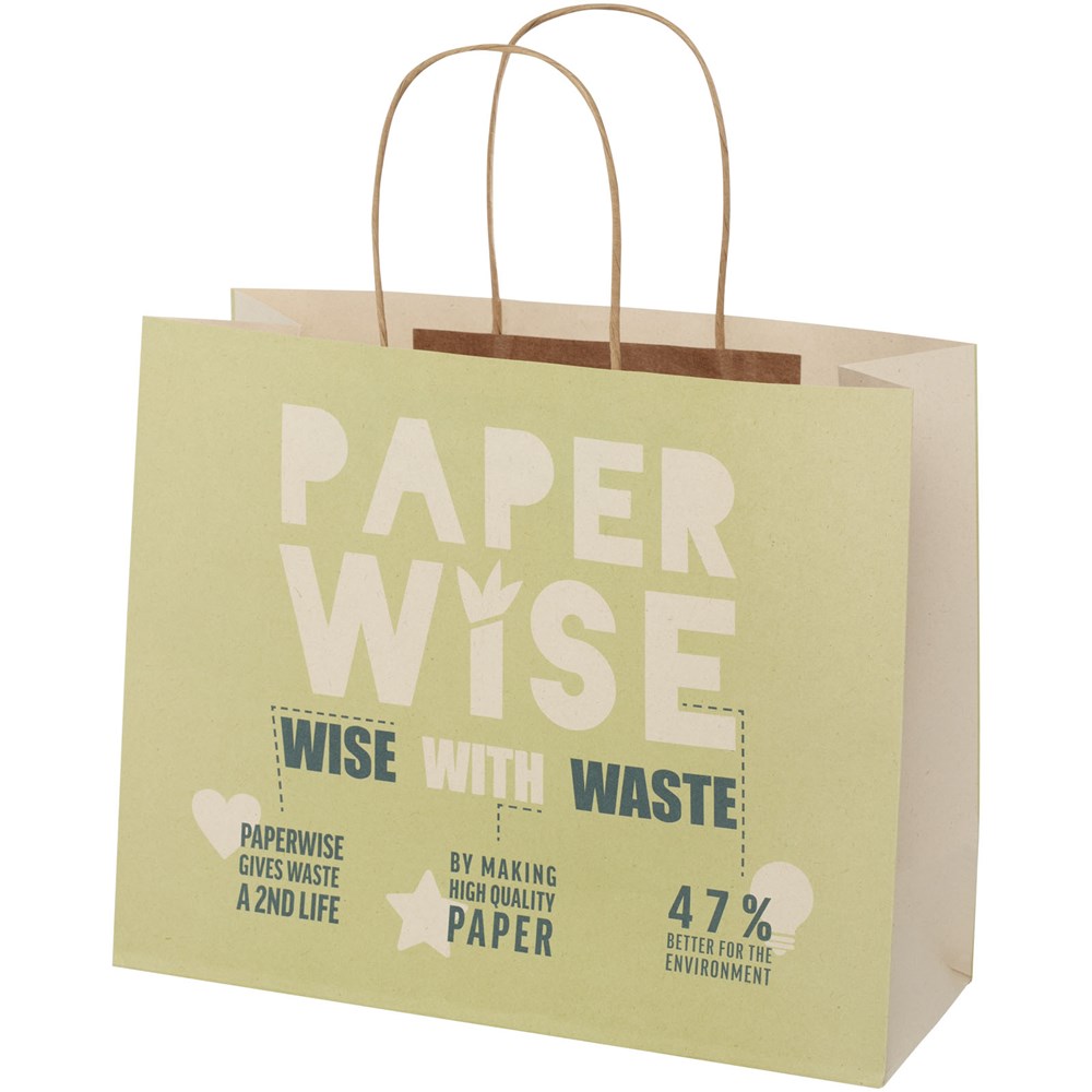 Papiertüte 150 /m² aus landwirtschaftlichen Reststoffen mit gedrehten Griffen – 31 × 12 × 25 cm