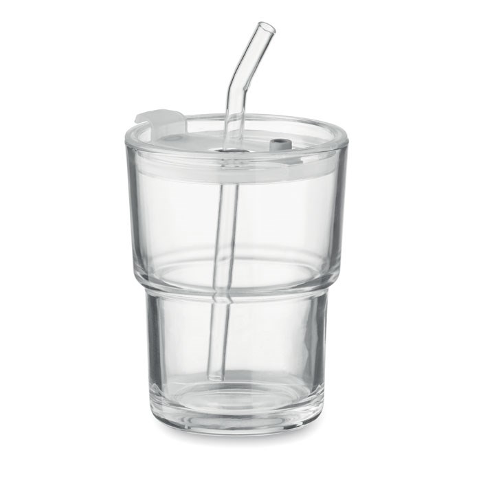 SIP - Glasbecher mit Trinkhalm 400ml